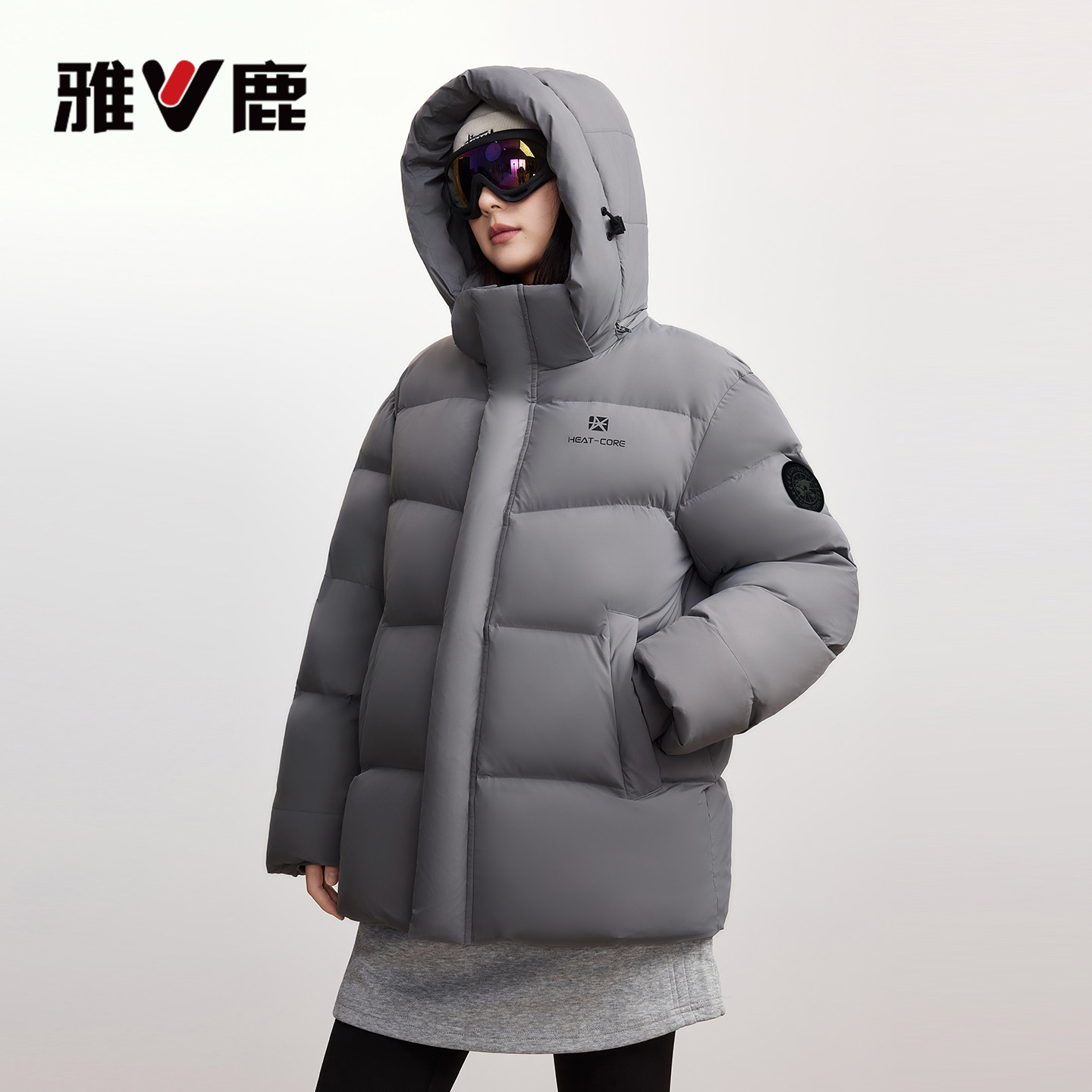 雅鹿女士短款极寒加厚羽绒服外套