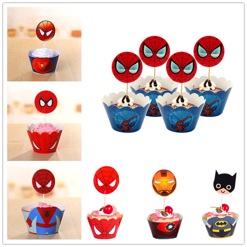 蜘蛛侠奥特曼复仇联盟生日变形金刚主题纸杯蛋糕包装卡通围边插牌,厨房/烹饪用具,点心包装盒/包装袋,淘宝优惠券,粉丝福利购,淘宝优惠卷