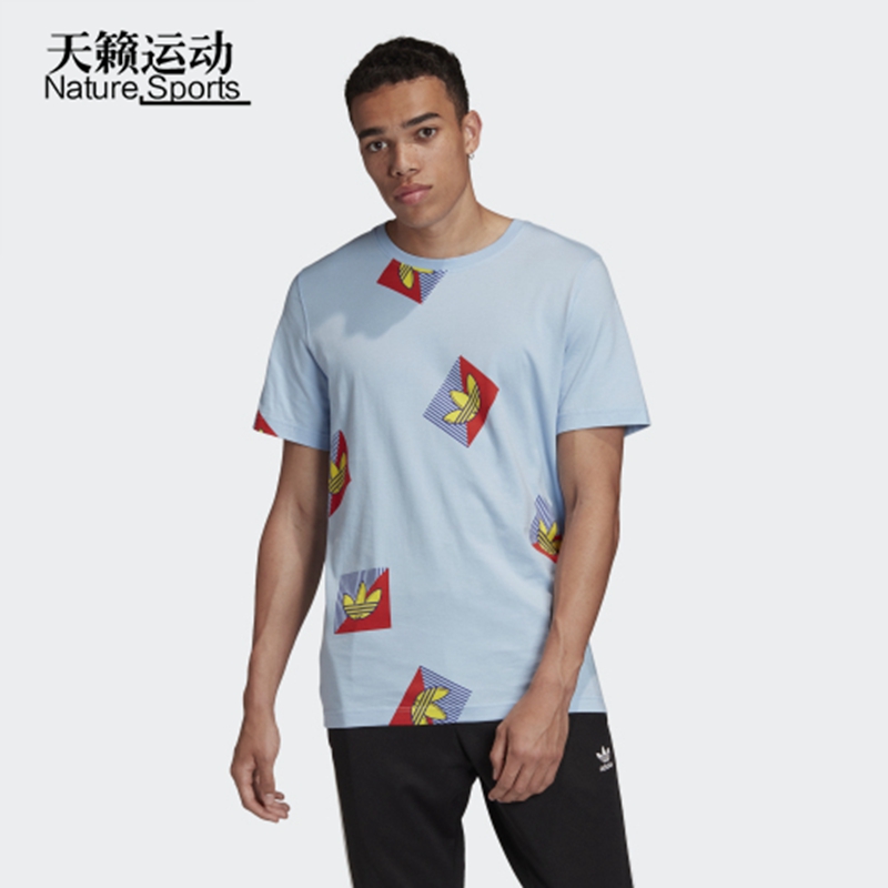 三叶草夏男运动短袖T恤