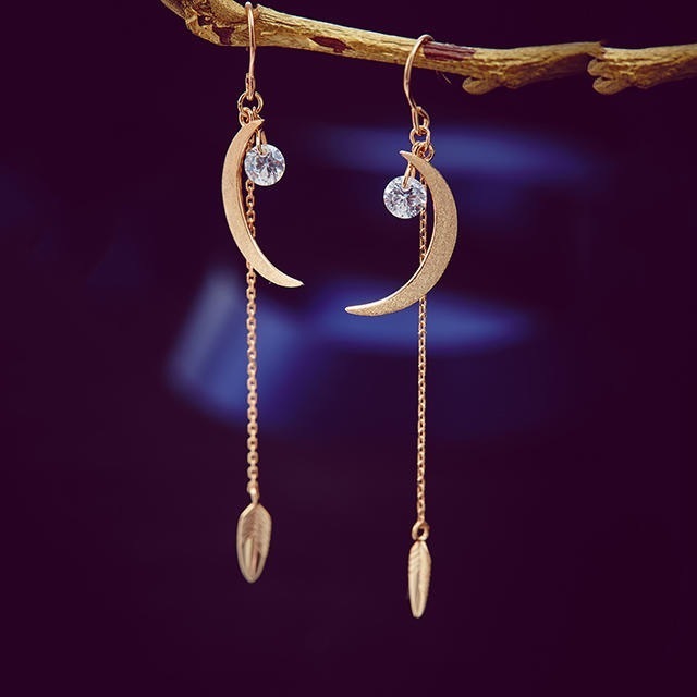 过年耳钉纯银月亮耳勾