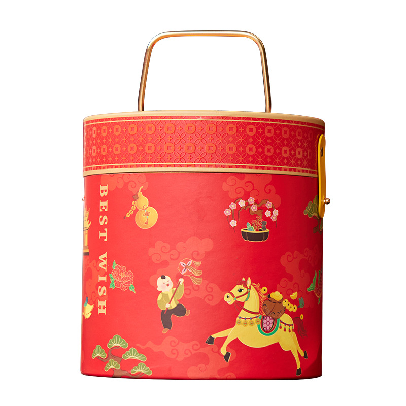 2026新年手提圆桶礼盒春节年货零食抱抱桶送客户商务礼品包装空盒,节庆用品/礼品,春节礼盒,淘宝优惠券,粉丝福利购,淘宝优惠卷