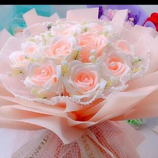 丝带玫瑰渐变色成品ins风高级手工花束成品永生花玫瑰花节日生日