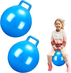 充气羊角球加厚瑜伽健身运动跳跳球无图案纯色减压摔打手柄球45cm