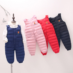 boys winter overalls kids thick pants down cotton trousers