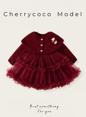 winter Chinese red dress tutu children baby girl princess