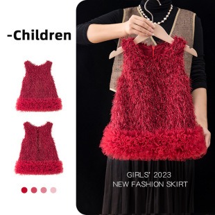 girl flurry fur dress sleeeless infant toddler vest dress
