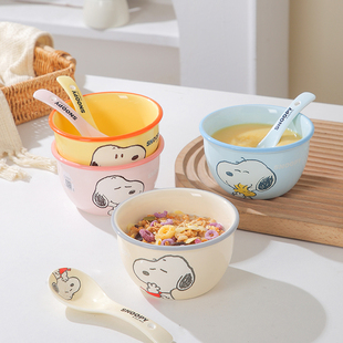 清仓正版史努比陶瓷碗日式卡通儿童吃饭可爱高颜值家用餐具可微波