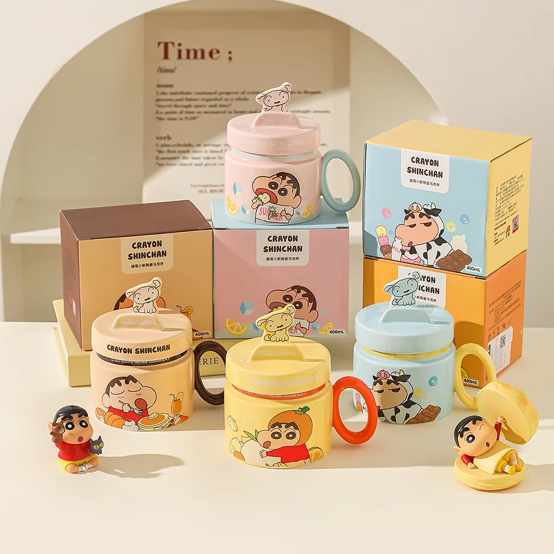 蜡笔小新杯子陶瓷带盖马克杯