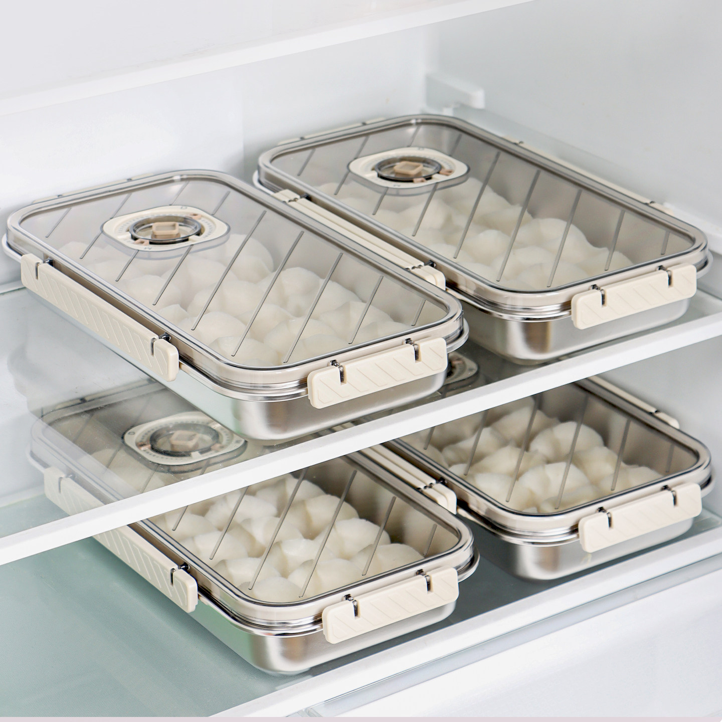 日本抗菌304不锈钢饺子盒带盖食品级冷速冻水饺馄饨冰箱收纳保鲜,收纳整理,饺子盒,淘宝优惠券,粉丝福利购,淘宝优惠卷