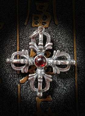 925纯银十字杵金刚杵文玩