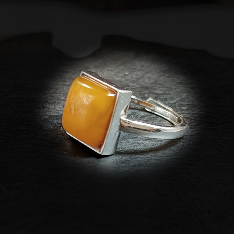 欧洲西藏回流老蜜蜡戒指纯银镶天然古董蜜蜡国检证书文玩民族风7