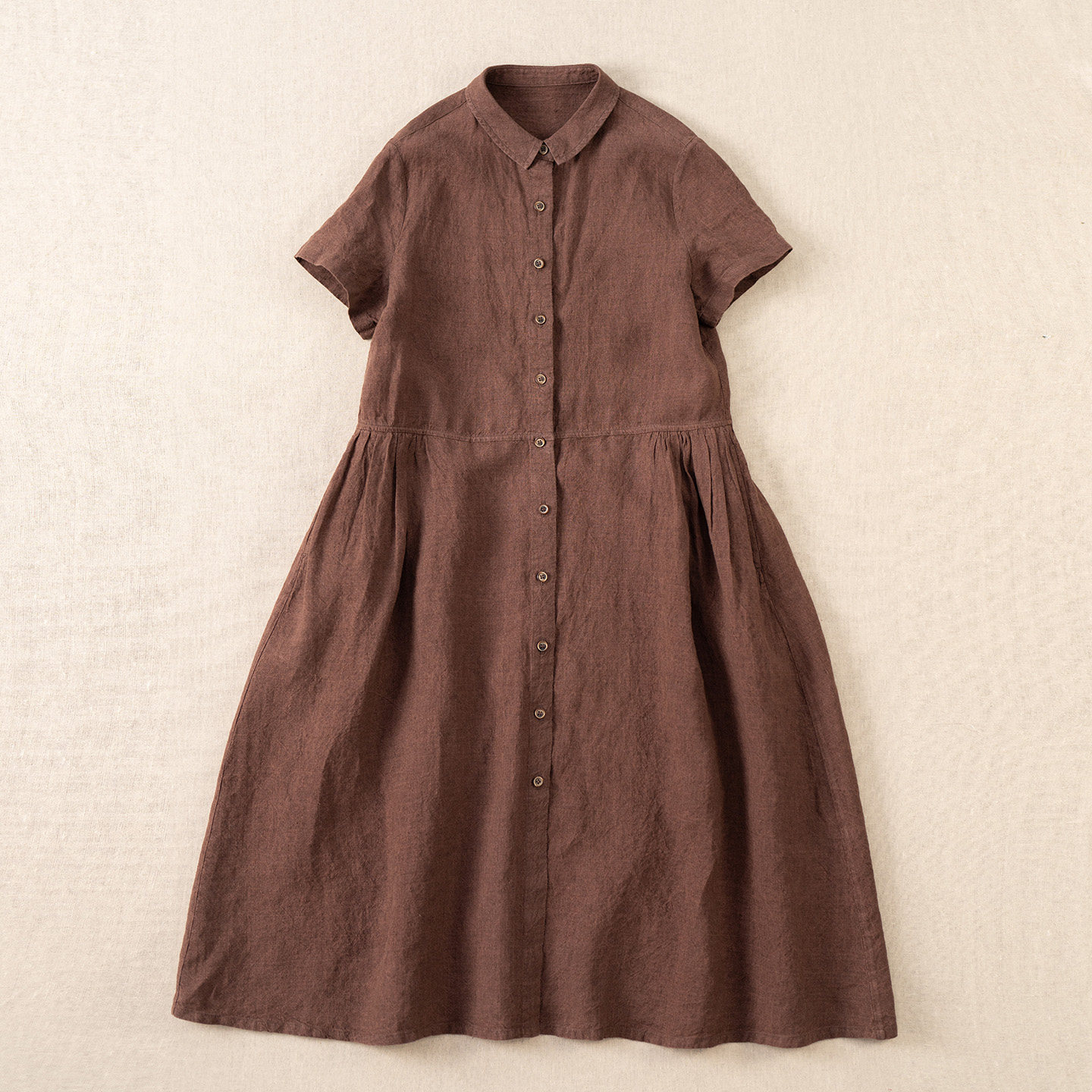 整洗色织亚麻文艺质朴简约连衣裙