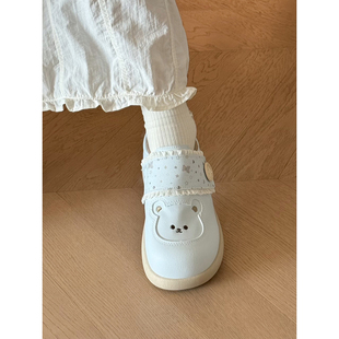 路十三可爱面包小熊德训鞋女2026春季新款配裙子小白鞋魔术面包鞋