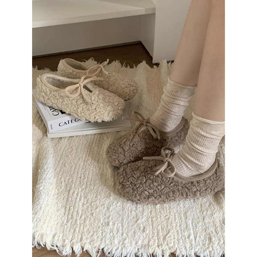 路十三秋冬毛毛鞋子女冬外穿2025新款平底复古加绒羊羔毛豆豆棉鞋,女鞋,毛毛鞋,淘宝优惠券,粉丝福利购,淘宝优惠卷