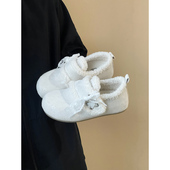 女2025冬季 毛毛鞋 新款 时尚 懒人一脚蹬勃肯鞋 路十三星星蕾丝边棉鞋