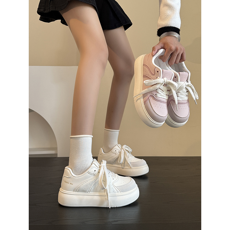 路十三厚底小白鞋女款2025春秋新款运动休闲板鞋chic百搭面包鞋子