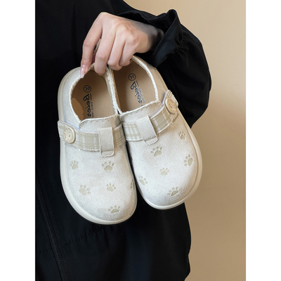 路十三可爱爪爪全包勃肯鞋女2026新款学生厚底一脚蹬软底休闲鞋子