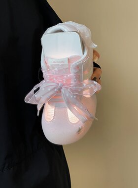 路十三蕾丝波点缎带德训鞋女2026夏季新款学生增高小白鞋休闲板鞋