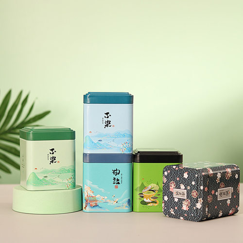 小号茶叶罐铁盒50克白茶绿茶红茶方形花茶小茶罐通用定制工厂直销