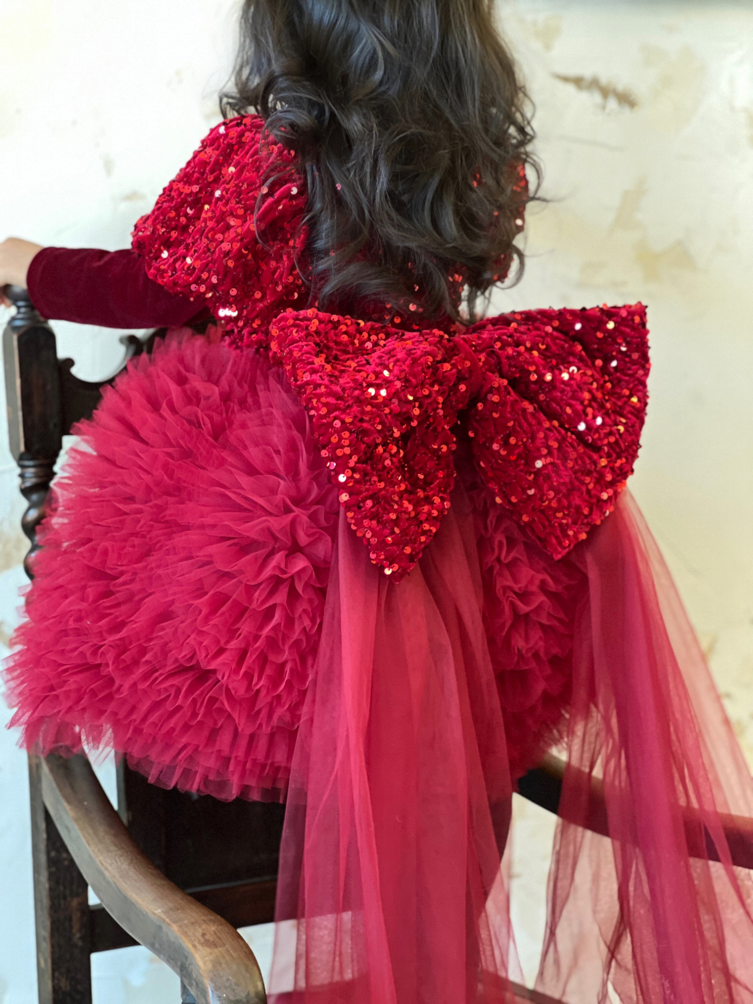 洛丽塔秋冬亮片闪闪蛋糕裙大拖尾