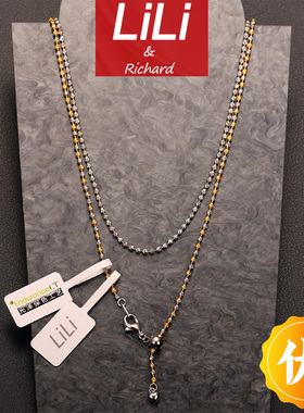 进口闪双色纯银项链裸链素链基础链单链万能链镀18k白金吊坠配链