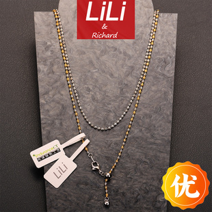 进口闪双色纯银项链裸链素链基础链单链万能链镀18k白金吊坠配链