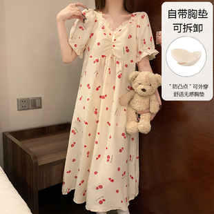 家居服女款2026新款高级感带胸垫睡裙宽松大码超好看独特漂亮睡衣
