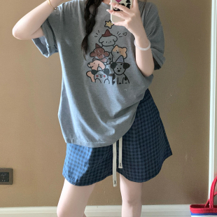 家居服套装 韩系可爱卡通小狗睡衣女款 短裤 学生超火短袖 可外穿 夏季