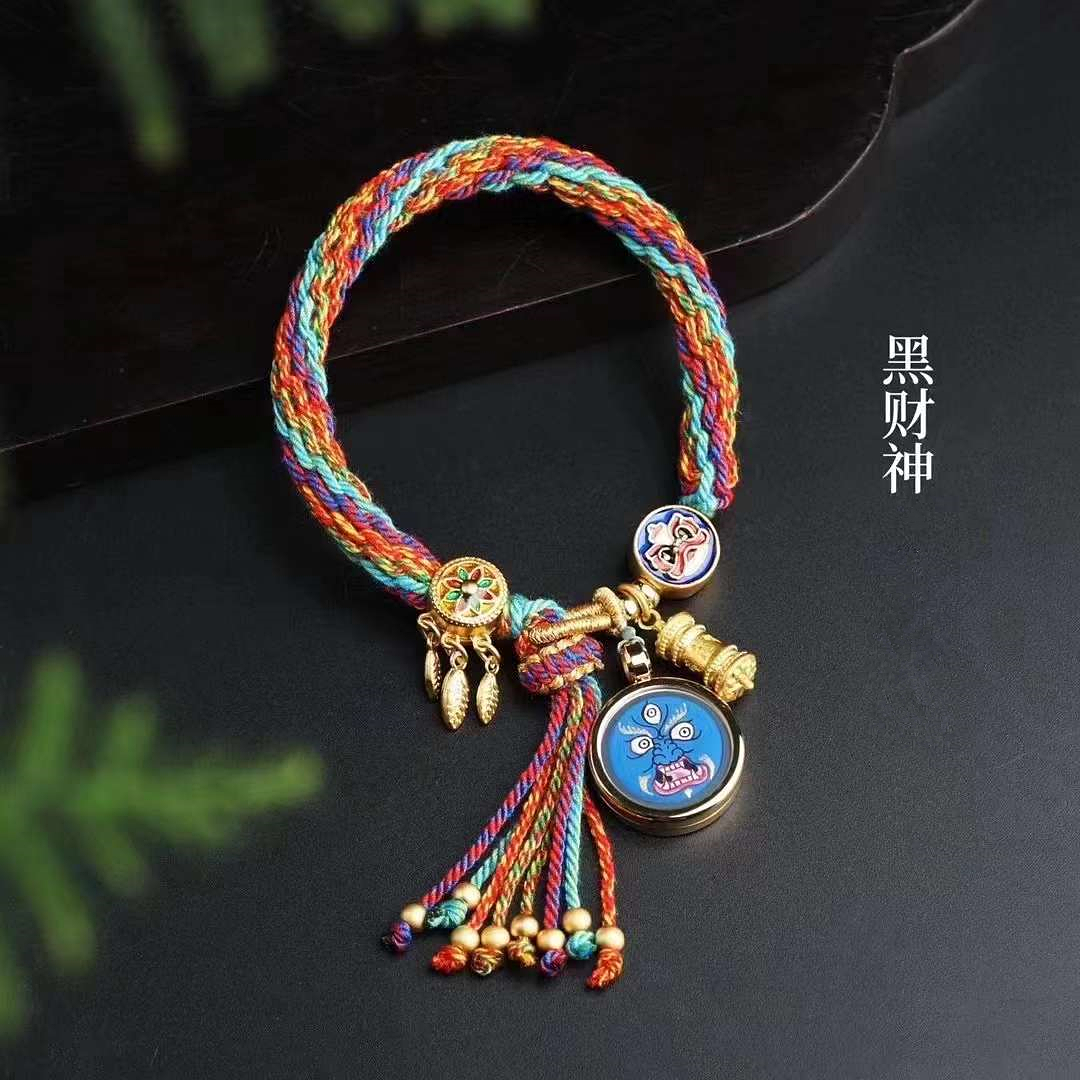 手繪顏料唐卡本命佛護身符男女十二生肖手鏈財神佛牌扎基金剛繩