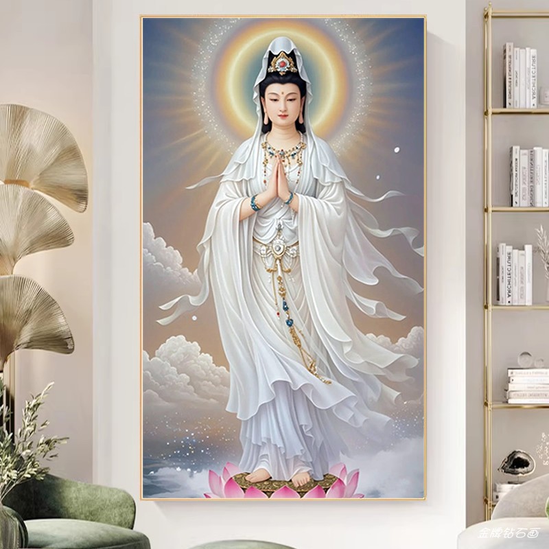 佛像2026年新款钻石画满钻南海观音站像供奉手工点贴钻十字绣家用