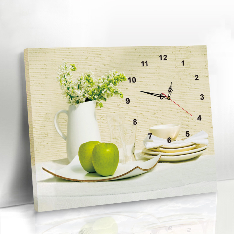5d餐厅钻石画2025新款钟表简单小幅清新全贴粘钻十字绣饭厅时挂钟