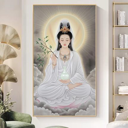 滴水观音钻石画2026年新款满钻白衣菩萨手工diy贴砖点钻画十字绣