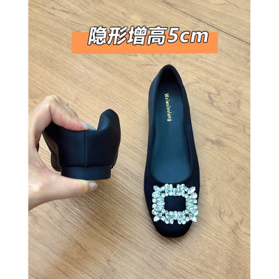 水钻缎面单鞋女小个子芭蕾鞋女鞋