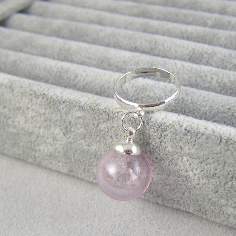 女士针孔免塞琉璃精油瓶戒指diy饰品香薰香水小瓶子指环6色可选