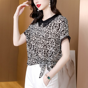 RM12825#重磅真丝短袖衬衫女士夏2023新款黑色显瘦宽松百搭桑蚕丝上衣