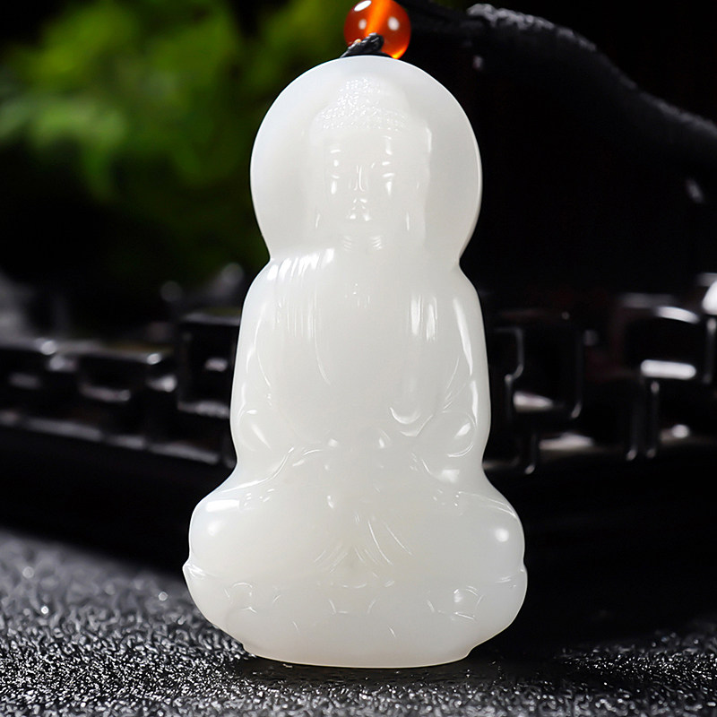 大师冯立辉精雕新疆和田玉羊脂白玉挂件吊坠佛祖大日如来20.55克