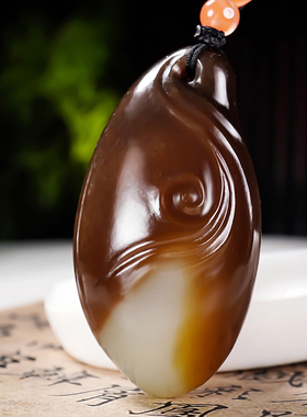 且末金山矿新疆和田玉糖玉挂件吊坠 原石如意 时来运转 33.47克