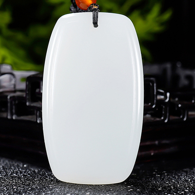 油疙瘩细腻油润精品新疆和田玉羊脂白玉挂件玉牌平安无事牌21.3克