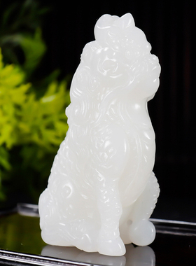大师张亚龙手工精雕和田玉羊脂白玉挂件手把件茶宠麒麟42.5克