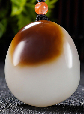 且末料和田玉糖羊脂玉精品吊坠原石时来运转平安无事牌25.71克