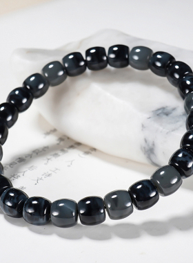 精工直切聚墨青花新疆和田玉青花手链手串重量21.65克 尺寸 8mm