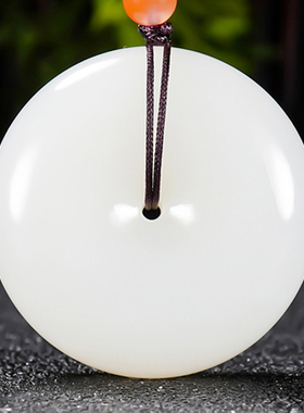 细润加厚面包扣新疆和田玉羊脂白玉挂件玉坠玉圆满平安扣29.94克