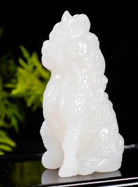 大师张亚龙手工精雕和田玉羊脂白玉挂件手把件茶宠麒麟44.93克