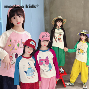 墨宝童装 _多色早春入园上学bi备百搭好穿原创插画插肩袖