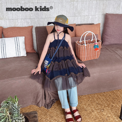 多层蓝棕吊带网纱上衣(可做裙子)+冰感超柔超薄软天丝浅牛仔裤