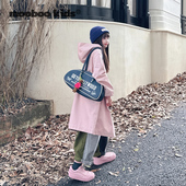 墨宝童装 连帽防风防水风衣外套 MoobooKids_女童粉色长款