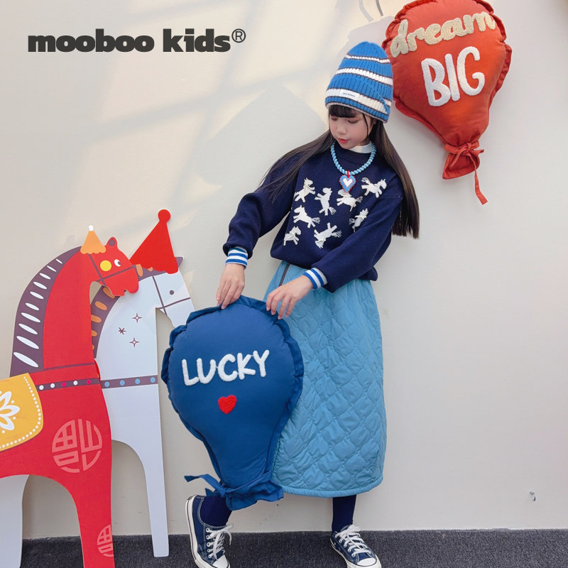 墨宝童装 MoobooKids_深蓝色miu系小蝴蝶群马毛衣+湖蓝色棉服半裙,童装/婴儿装/亲子装,套装,淘宝优惠券,粉丝福利购,淘宝优惠卷