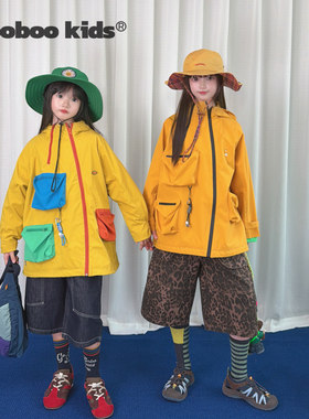 墨宝童装 MoobooKids_轻户外软硬壳多彩撞色三防户外风衣两色