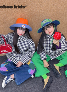 墨宝童装 MoobooKids_法式黑白格纹加棉外套+青苹果绿色棉裤