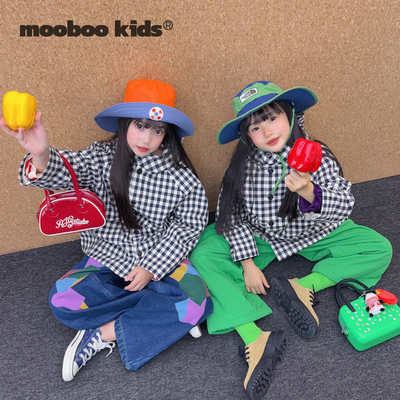 墨宝童装 MoobooKids_法式黑白格纹加棉外套+青苹果绿色棉裤